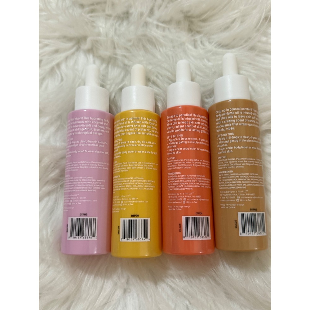Spa Scentials Hydrating Body Perfume Oil Set 4 Pack Tropical Caramel Coastal Oil - Picture 8 of 10
